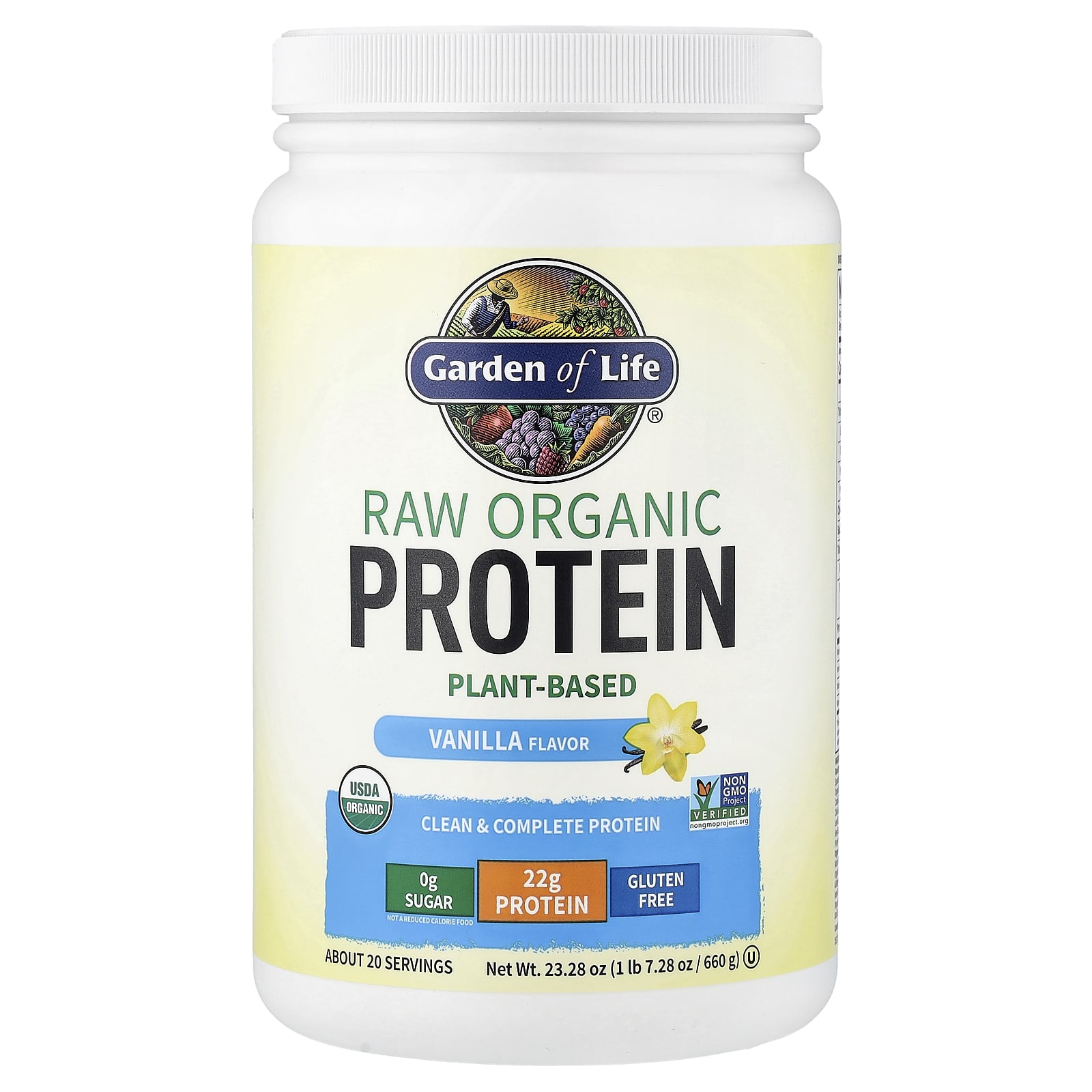 Протеин Garden of Life RAW Organic, вкус Vanilla, 660 г, 1 lb
