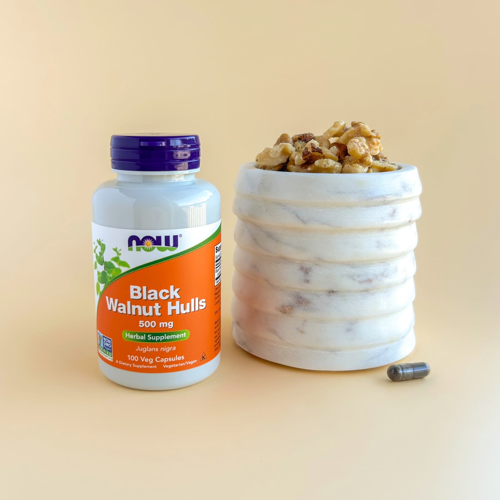 Оболочка чёрного ореха NOW Foods, 500 мг, 100 растительных капсул — фото 7