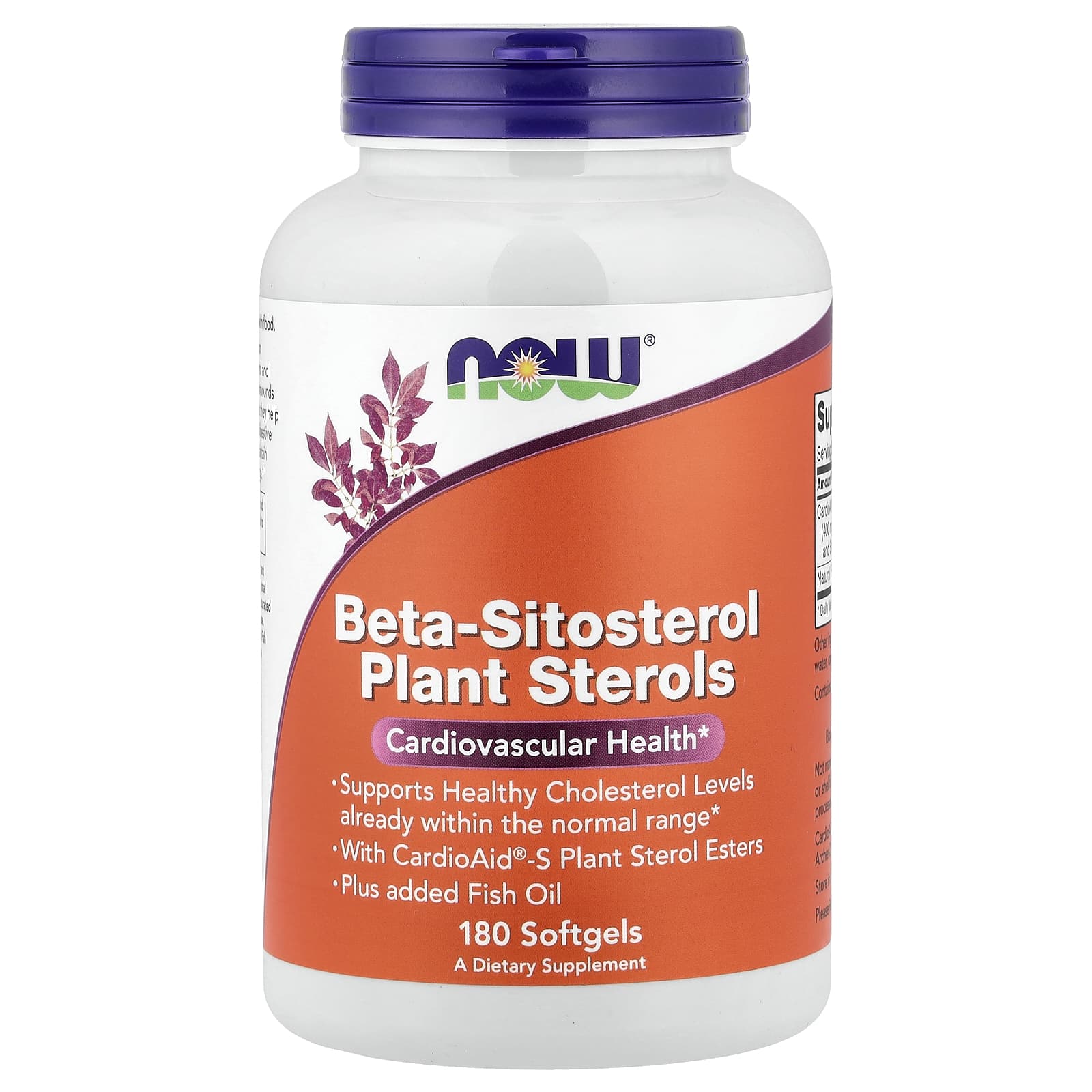 Бета-ситостерол NOW Foods Beta-Sitosterol Plant Sterols, 180 мягких капсул