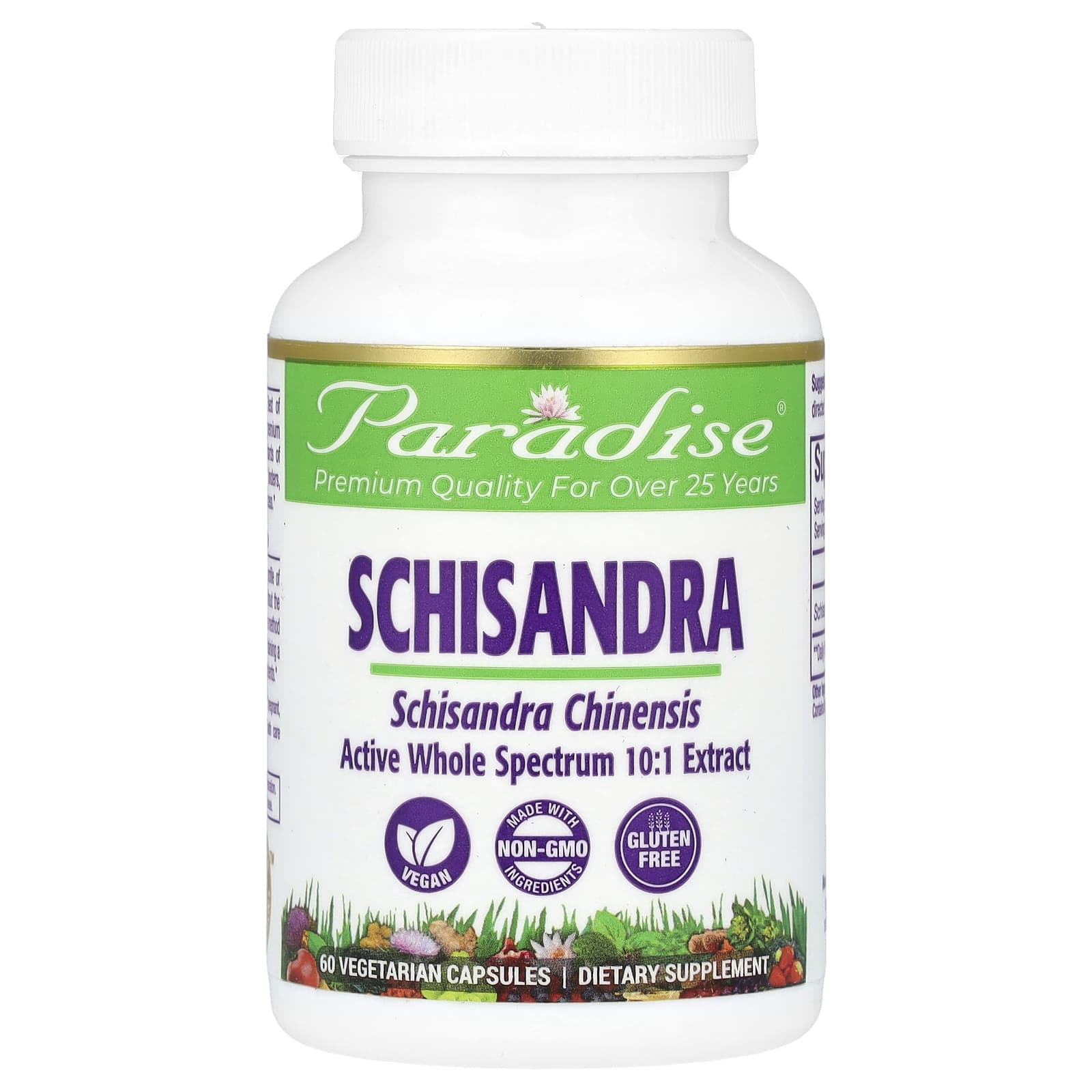 Лимонник (Schisandra) Paradise Herbs, 250 мг, 60 растительных капсул