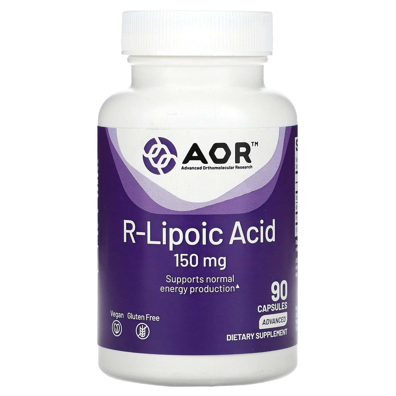 R-липоевая кислота Advanced Orthomolecular Research AOR R-Lipoic Acid, 150 мг, 90 капсул