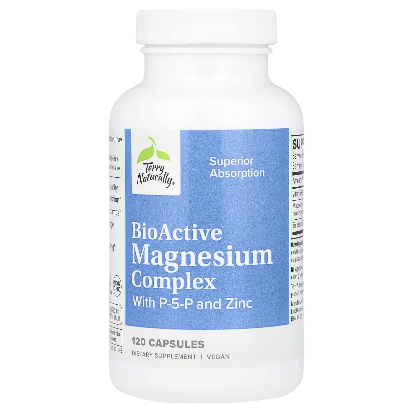 Магний Terry Naturally BioActive Complex with P-5-P and Zinc, 120 капсул