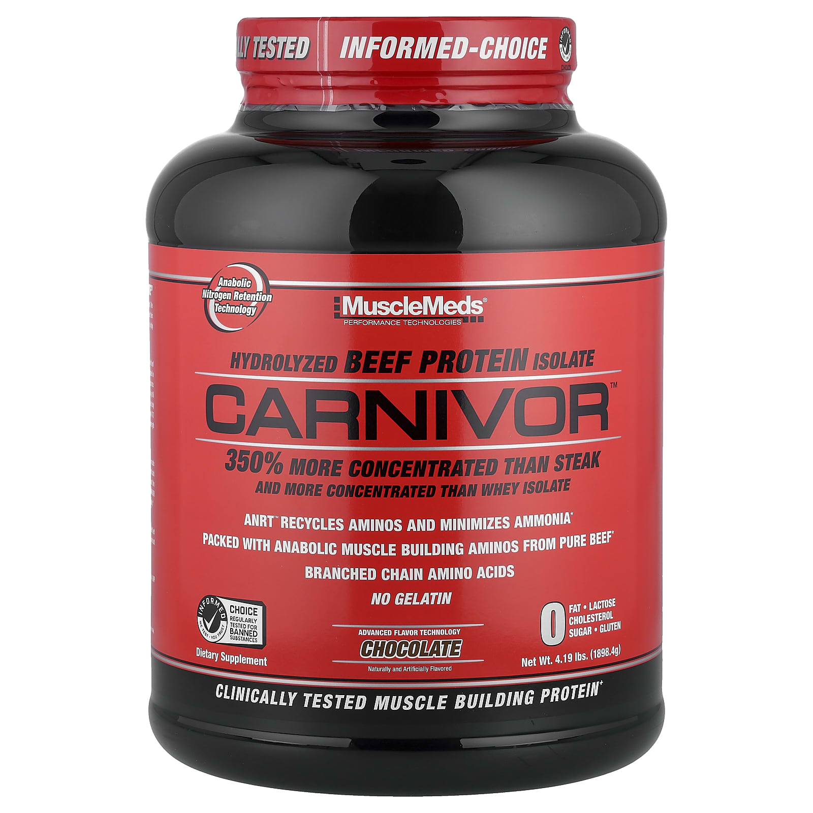 Шоколад MuscleMeds Carnivor™ Hydrolyzed Beef Protein Isolate, 1898.4 г