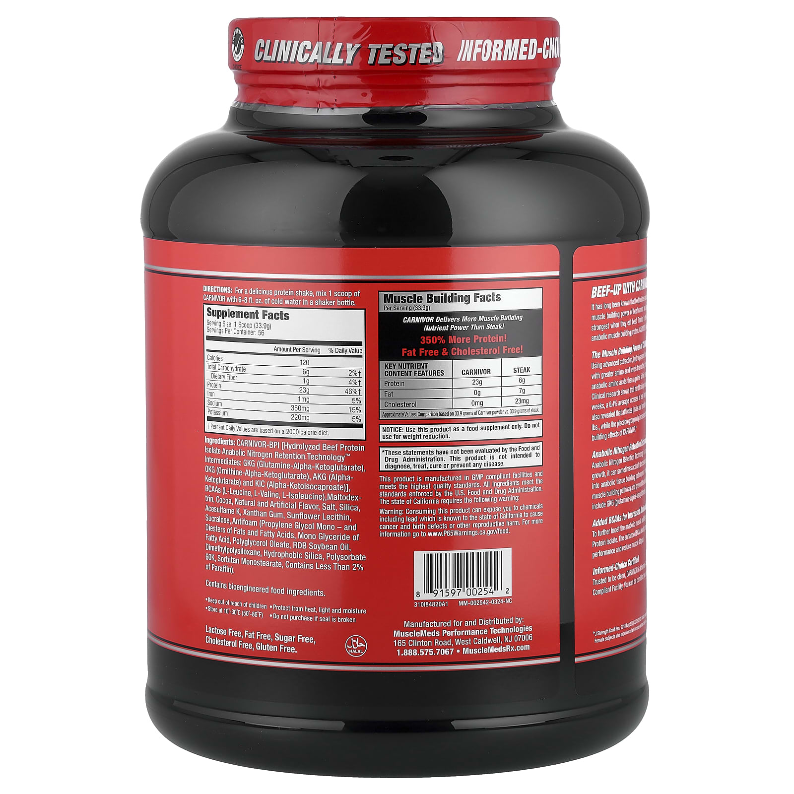 Шоколад MuscleMeds Carnivor™ Hydrolyzed Beef Protein Isolate, 1898.4 г — фото 2
