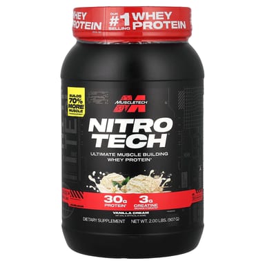 Сывороточный протеин MuscleTech Nitro-Tech™ Ultimate Muscle Building Vanilla Cream, 907 г, крем