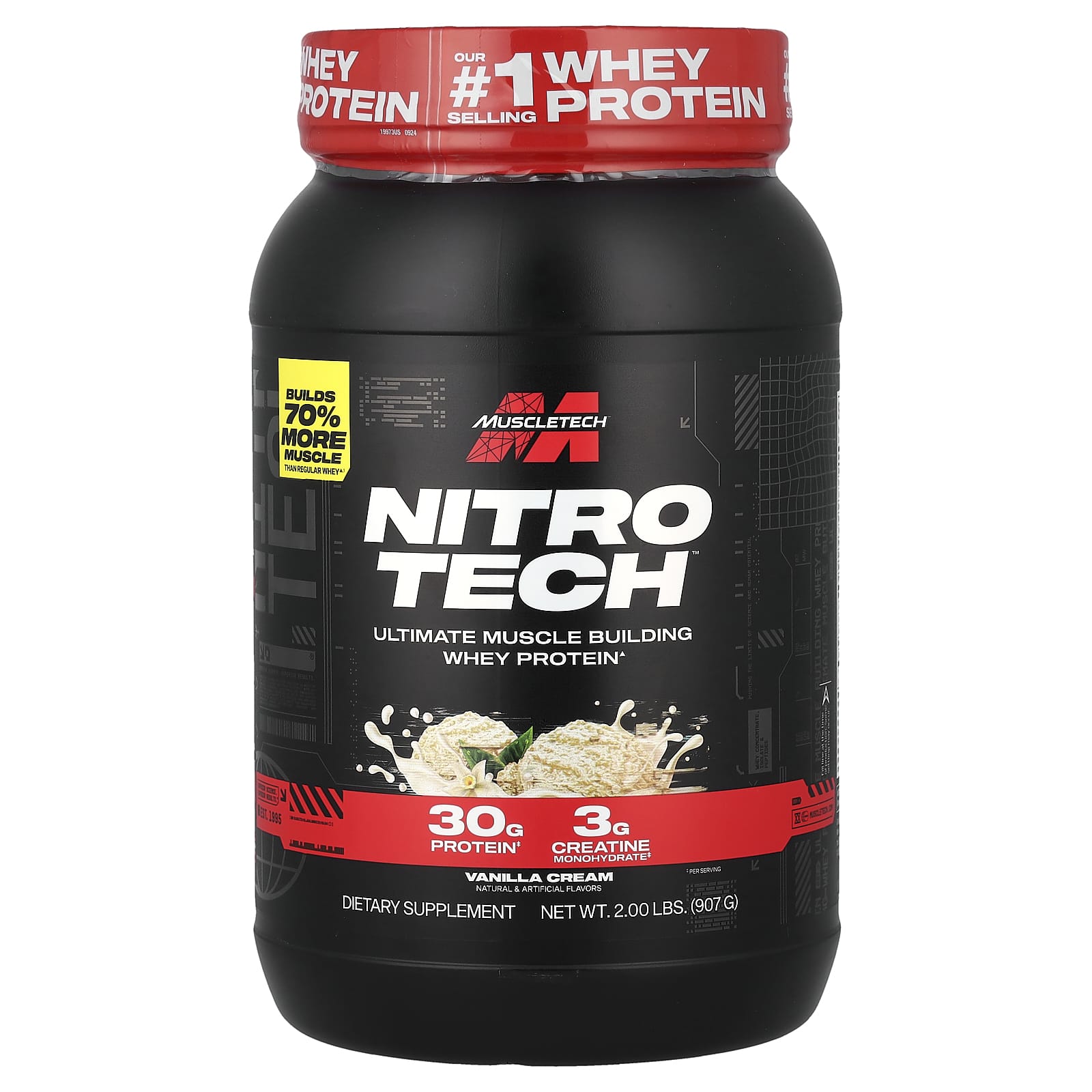 Сывороточный протеин MuscleTech Nitro-Tech™ Ultimate Muscle Building Vanilla Cream, 907 г, крем — фото 5