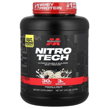 Сывороточный протеин MuscleTech Nitro-Tech™ Cookies & Cream, 1.81 кг, крем