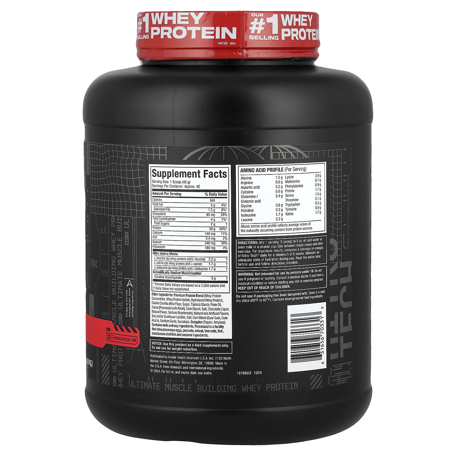 Сывороточный протеин MuscleTech Nitro-Tech™ Cookies & Cream, 1.81 кг, крем — фото 6