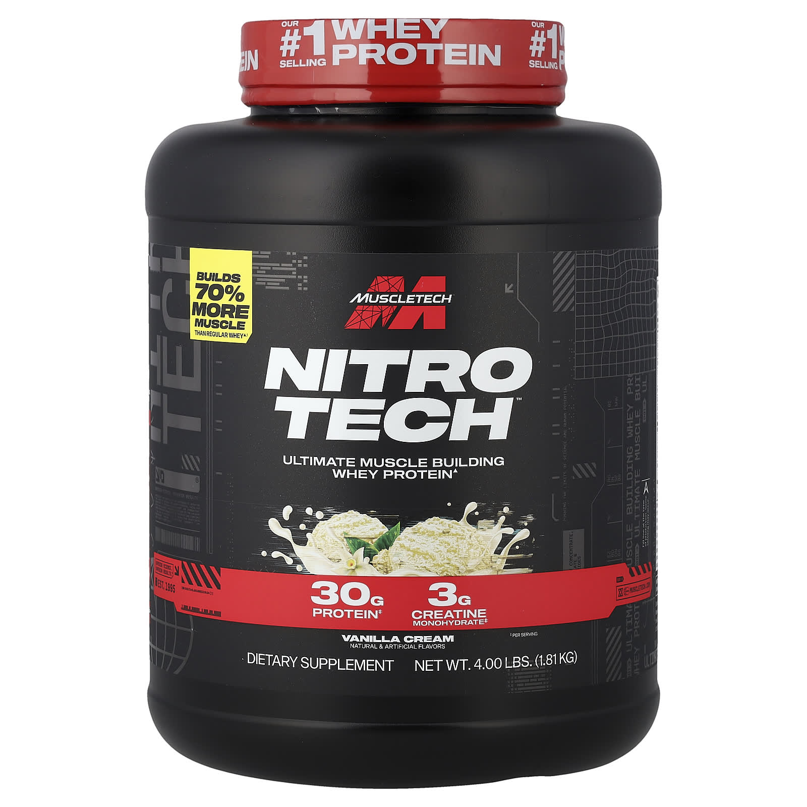 Сывороточный протеин MuscleTech Nitro-Tech™ Vanilla Cream, 1.81 кг, крем — фото 5