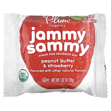 Арахисовая паста Plum Organics Jammy Sammy Snack Size Sandwich Bar & Strawberry, оттенок 15 Months & Up, 29 г, 5 шт., батончик