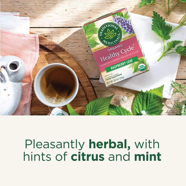 Чай Traditional Medicinals Organic Healthy Cycle® Raspberry Leaf Caffeine Free, оттенок 16 Wrapped Tea Bags, 24 г, чайные пакетики — фото 5
