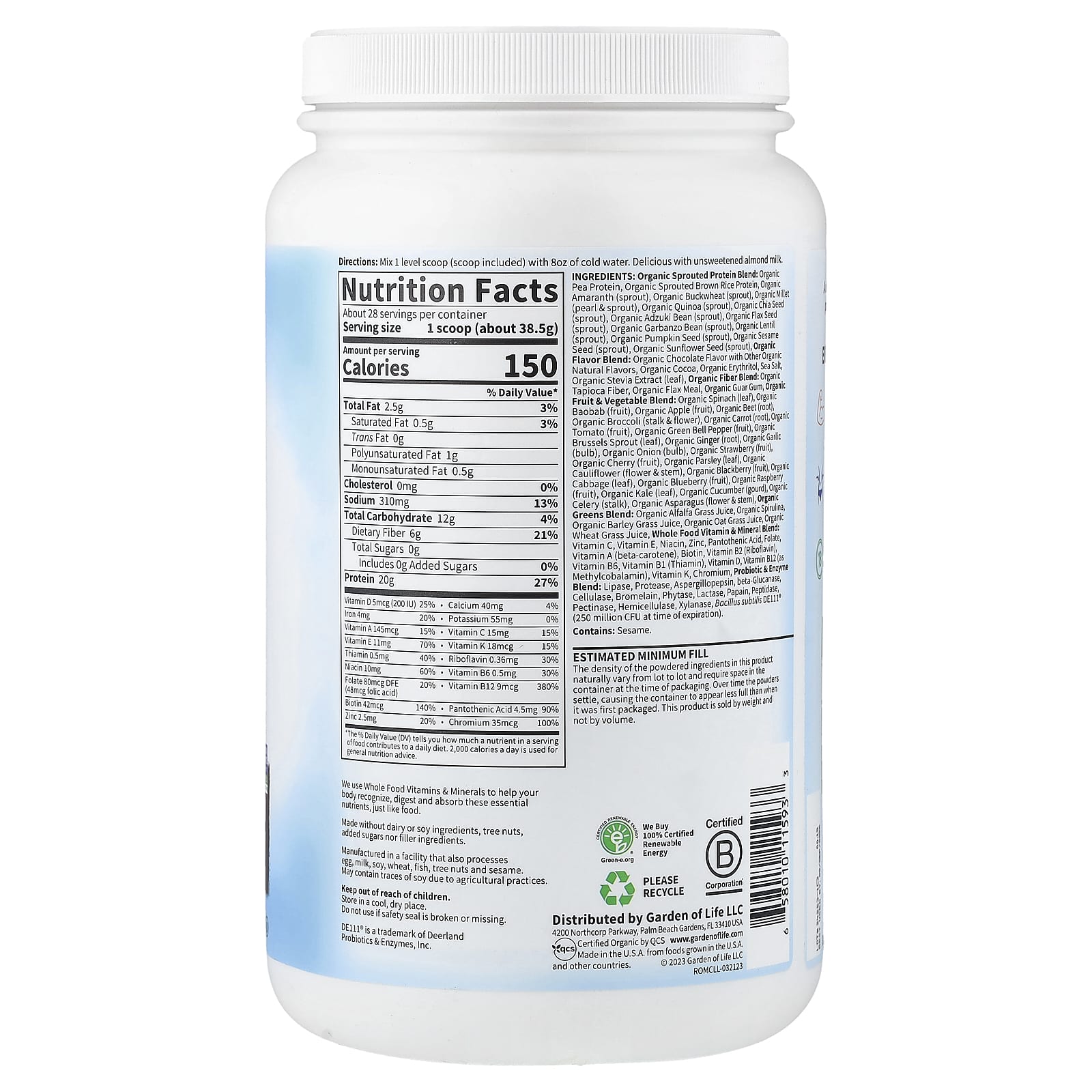 Шоколад Garden of Life RAW Organic Meal Replacement Shake, 078 г, 38.03 унций — фото 2