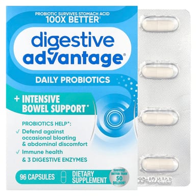 Пробиотик Schiff Digestive Advantage® Daily + Intensive Bowel Support, 96 капсул