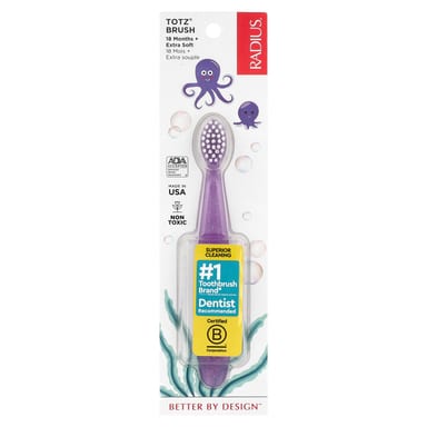 Зубная щётка RADIUS Totz® 18+ Months Extra Soft Purple Sparkle, 1 шт.