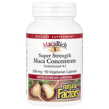 Женьшень Natural Factors Maca Rich® Maca Concentrate With Korean Super Strength, 90 растительных капсул