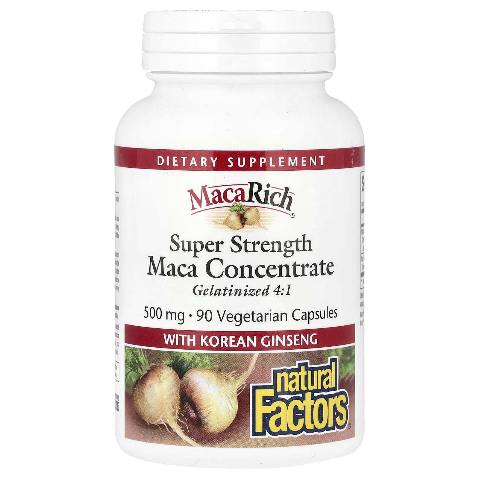 Женьшень Natural Factors Maca Rich® Maca Concentrate With Korean Super Strength, 90 растительных капсул