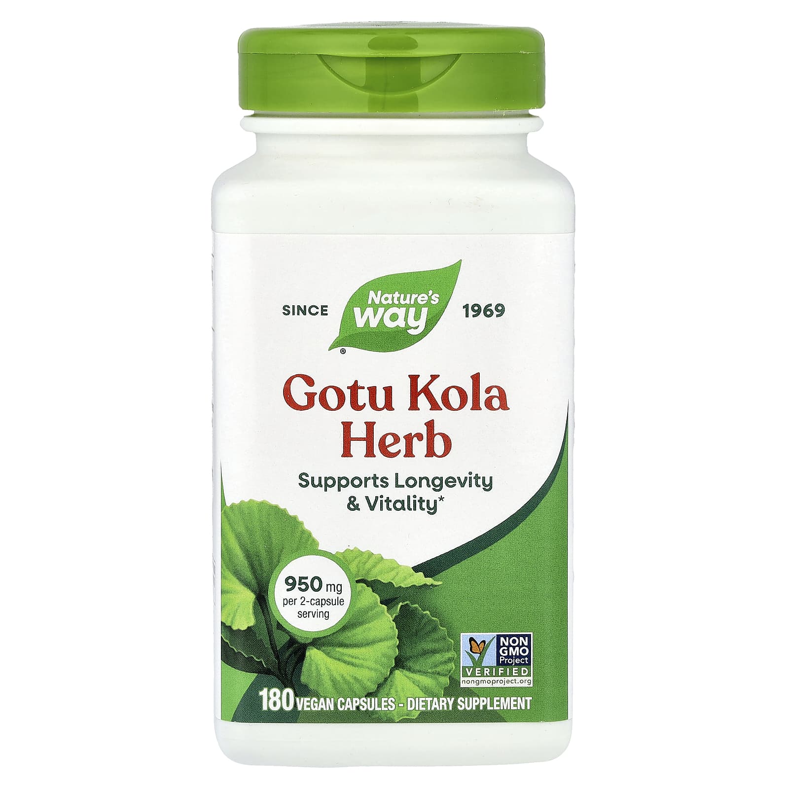 Готу кола Nature's Way Gotu Kola Herb, 475 мг, 180 растительных капсул
