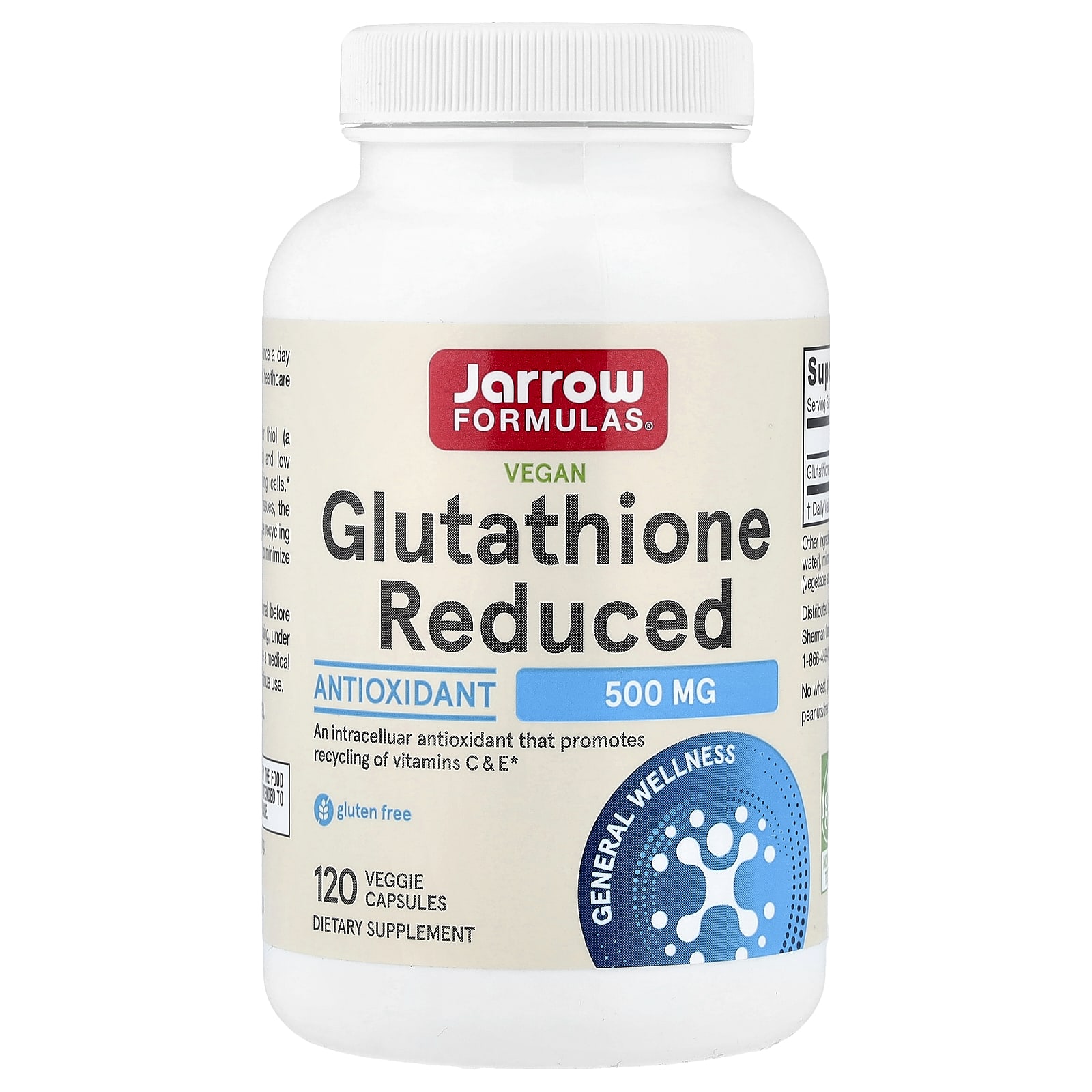 Глутатион Jarrow Formulas, 500 мг, 120 растительных капсул