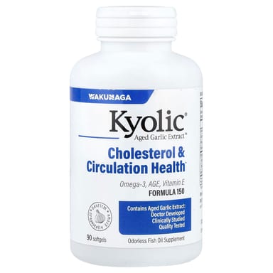 Комплекс выдержанного чеснока для холестерина и кровообращения Kyolic Aged Garlic Extract™ Cholesterol & Circulation Health, 90 мягких капсул