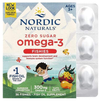 Омега-3 Nordic Naturals Fishies Zero Sugar Ages 3+ Tutti Frutti 36 Fishies, 300 мг