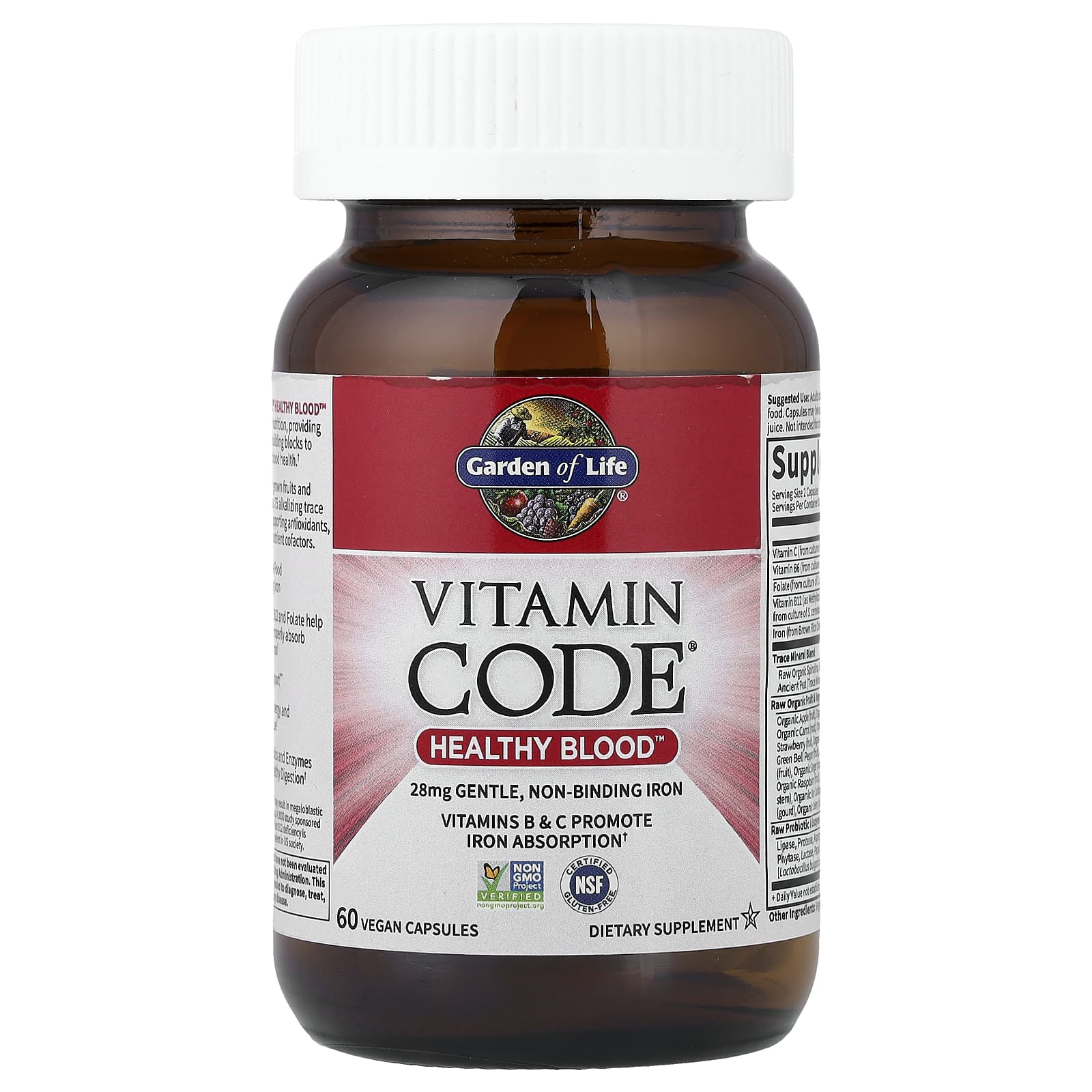 Витамины Garden of Life, Healthy Blood™, 60 веганских капсул