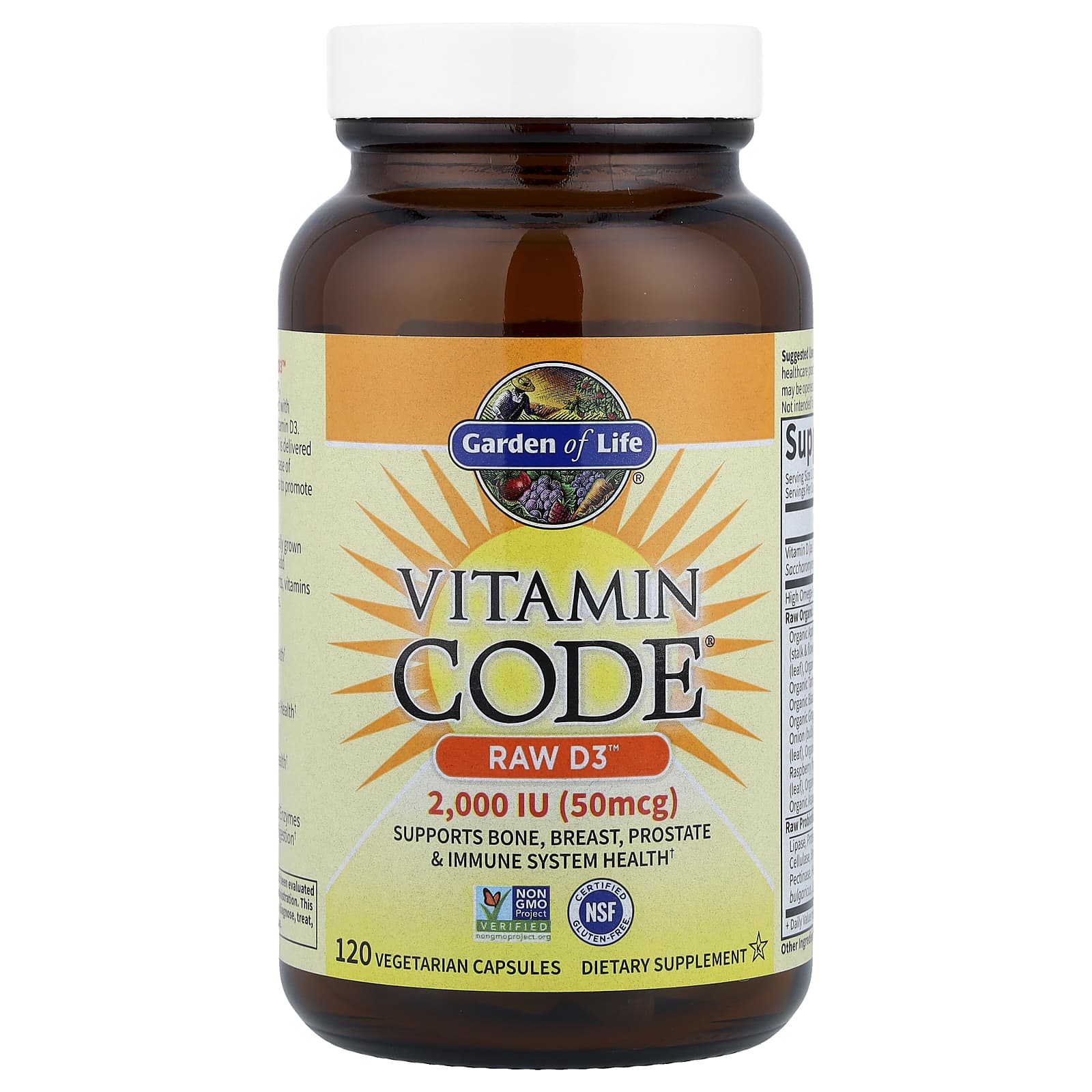 Витамин D3 Garden of Life Vitamin Code® RAW™, 120 растительных капсул