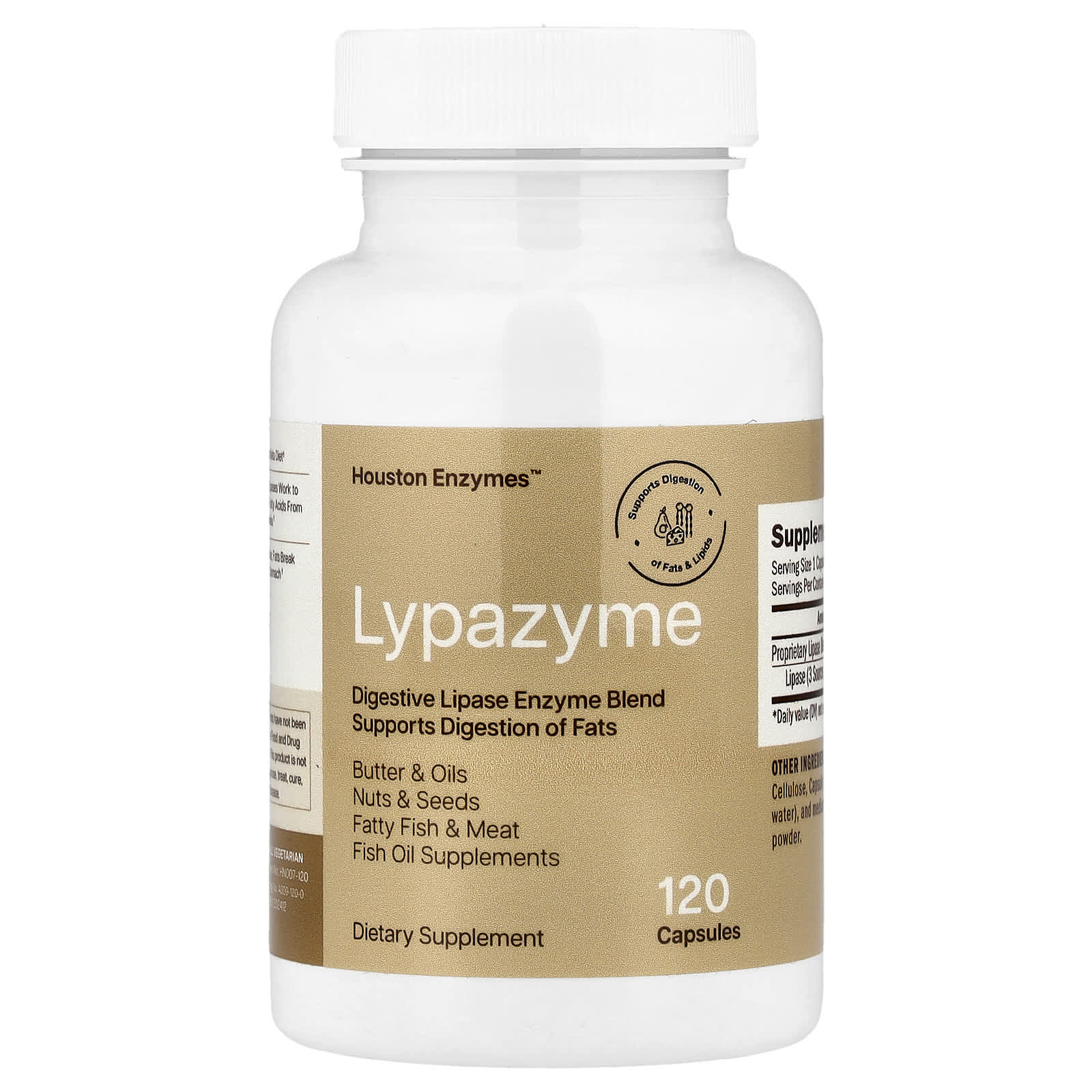 Липаза Houston Enzymes, 120 капсул