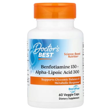 Альфа-липоевая кислота Doctor's Best Benfotiamine 150 + Alpha-Lipoic Acid 300, 60 растительных капсул