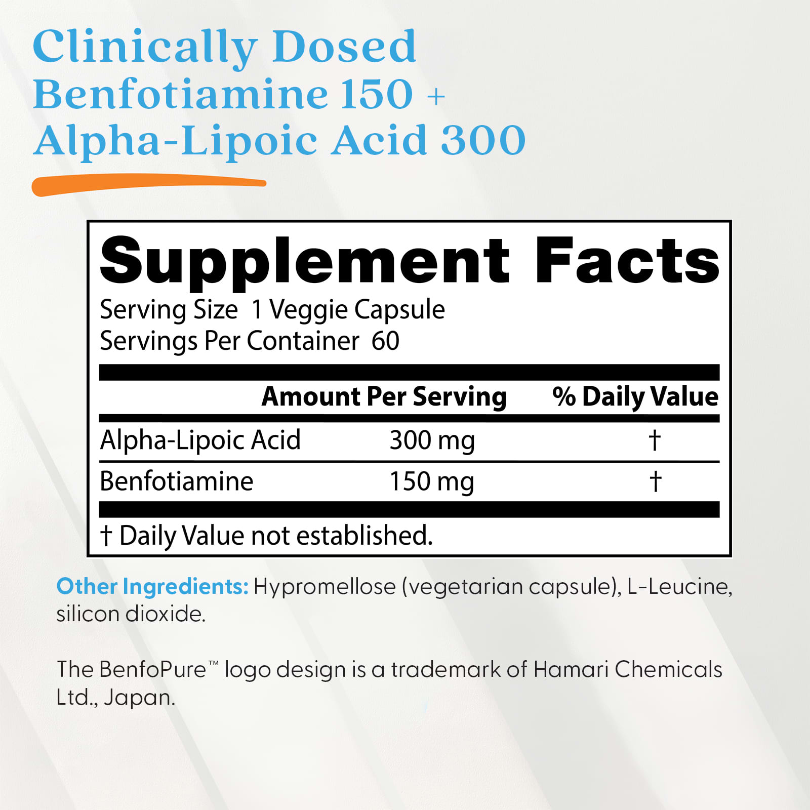 Альфа-липоевая кислота Doctor's Best Benfotiamine 150 + Alpha-Lipoic Acid 300, 60 растительных капсул — фото 4