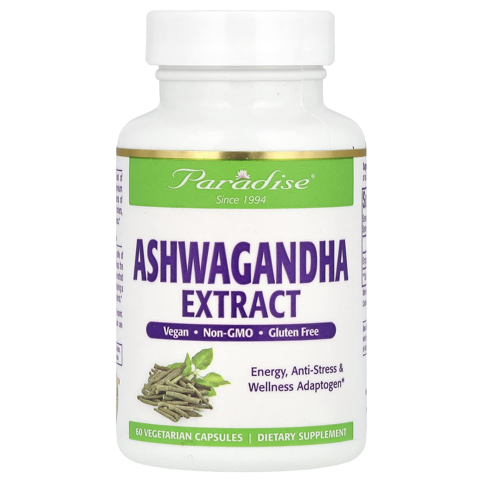 Ашваганда Paradise Herbs Extract, 250 мг, 60 растительных капсул