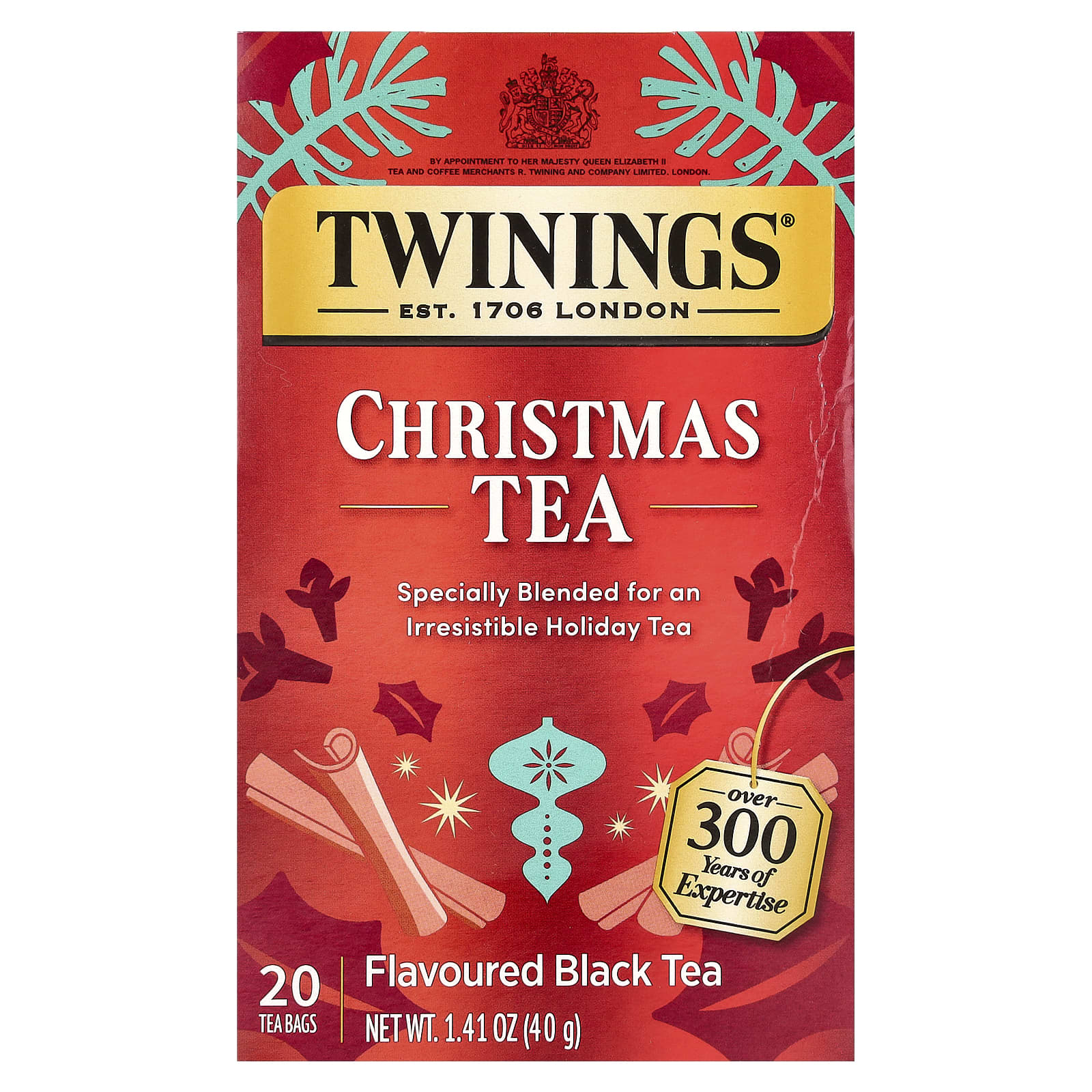 Чай Twinings Flavored Black Christmas, оттенок 20 Tea Bags, 40 г, чайные пакетики — фото 3