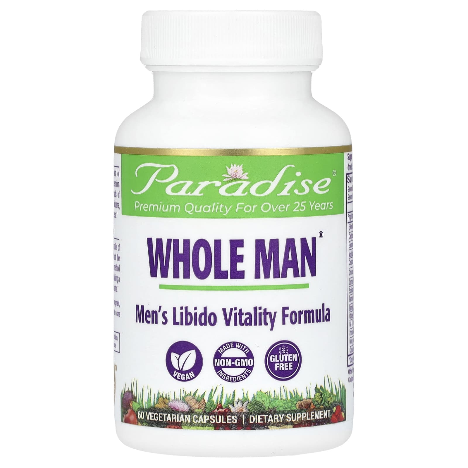 Комплекс Paradise Herbs Whole Man Men's Libido Vitality, 60 растительных капсул