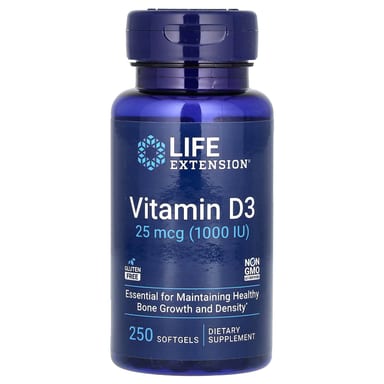 Витамин D3 Life Extension, 25 мкг (1000 МЕ), 250 мягких капсул