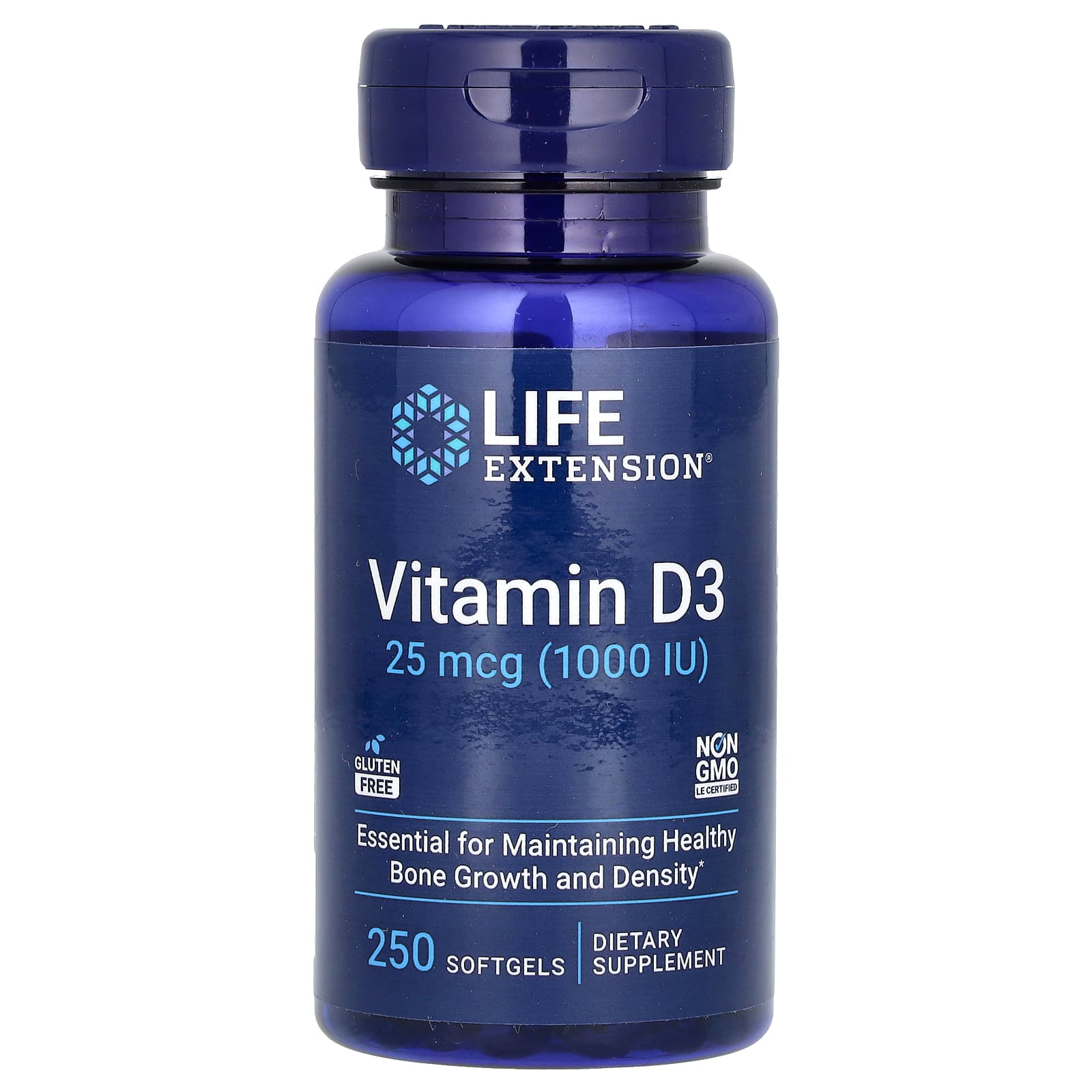 Витамин D3 Life Extension, 25 мкг (1000 МЕ), 250 мягких капсул