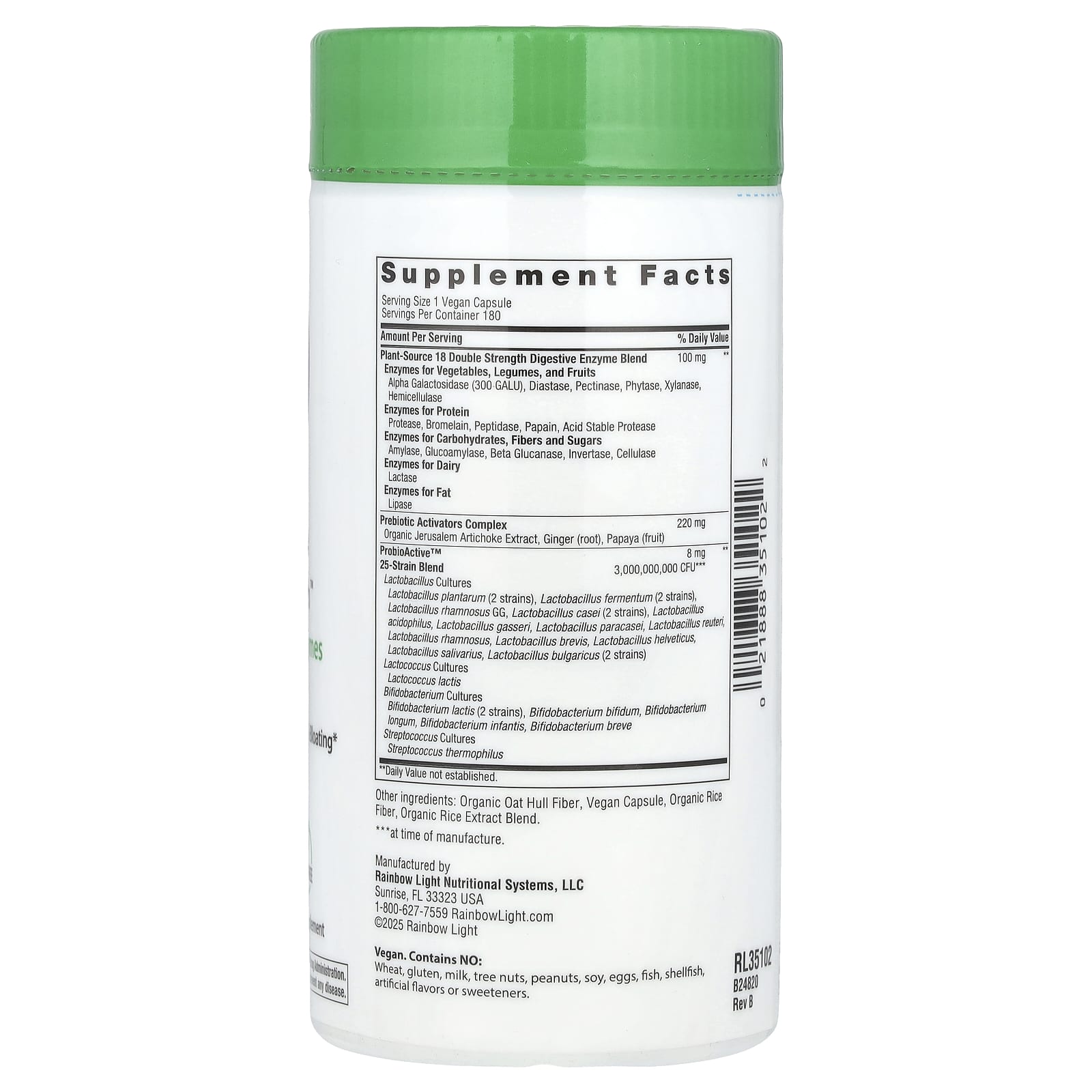 Ферментный комплекс All-Zyme Rainbow Light All-Zyme™, 180 растительных капсул — фото 2