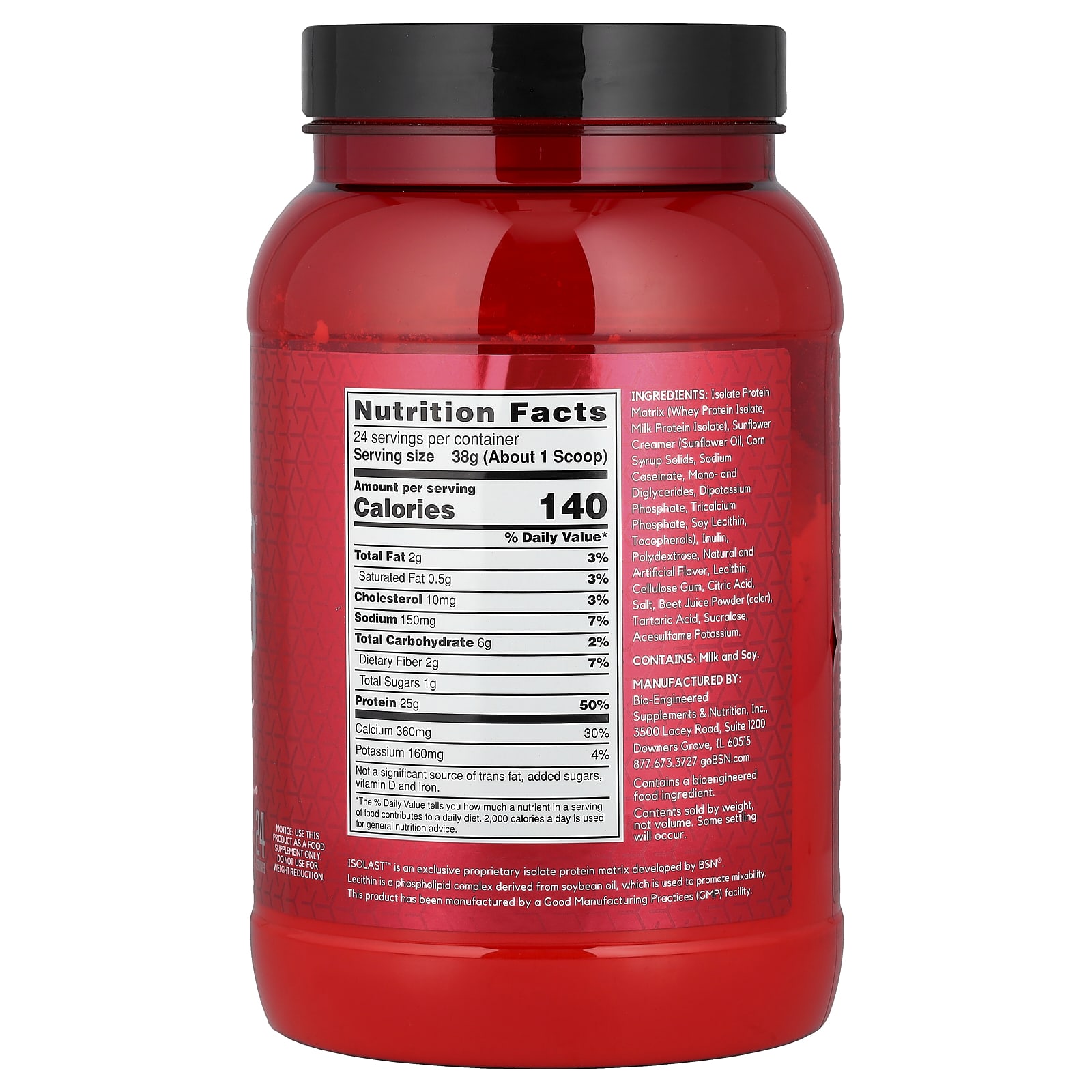 Протеиновый порошок BSN Syntha-6® Isolate Drink Mix Strawberry Milkshake, 912 г, смесь для напитка — фото 2