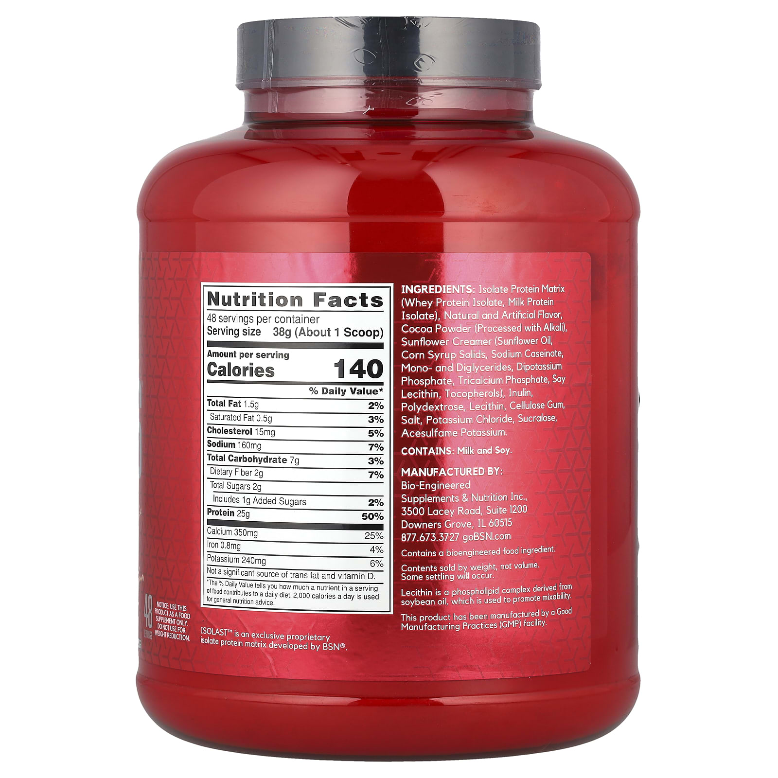 Протеиновый порошок BSN Syntha-6® Isolate Drink Mix Chocolate Milkshake, 1.82 кг, смесь для напитка — фото 2