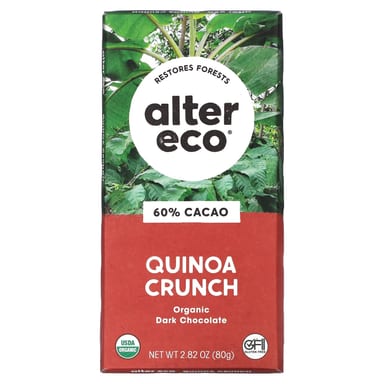 Темный шоколад Alter Eco Organic Bar Quinoa Crunch 60% Cacao, 80 г, батончик