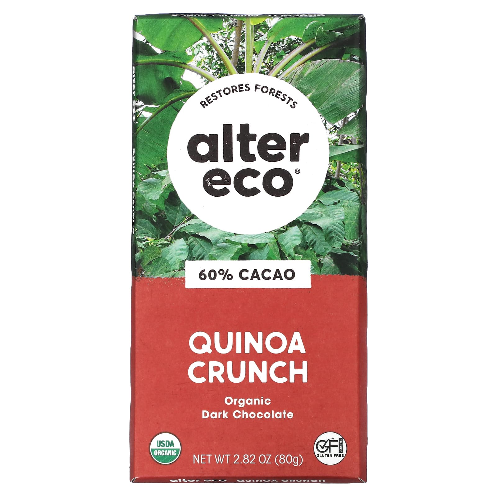 Темный шоколад Alter Eco Organic Bar Quinoa Crunch 60% Cacao, 80 г, батончик — фото 2