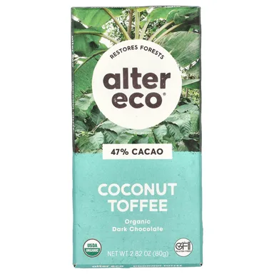 Фото товара: Темный шоколад Alter Eco Organic Bar Coconut Toffee 47% Cacao, 80 г, батончик