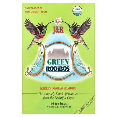 Чай J&R Port Trading Green Rooibos Caffeine-Free, оттенок 40 Tea Bags, 100 г, чайные пакетики