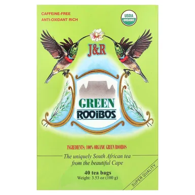 Фото товара: Чай J&R Port Trading Green Rooibos Caffeine-Free, 40 чайных пакетиков, 100 г, чайные пакетики