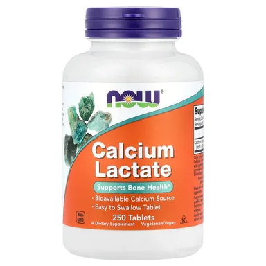 Фото товара: Кальций NOW Foods Lactate, 85 мг, 250 таблеток