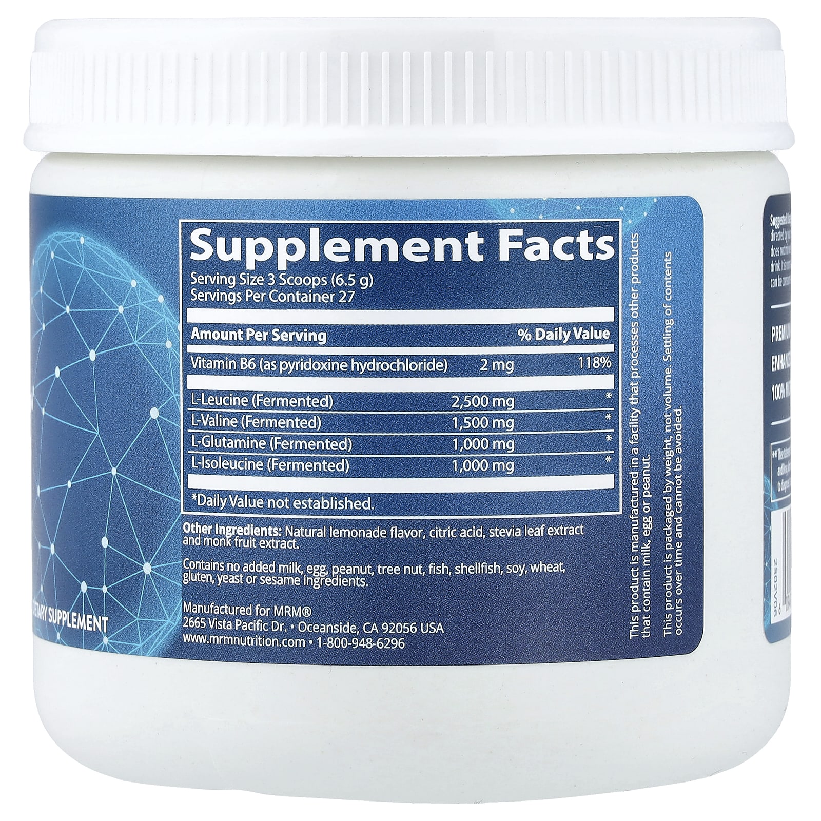 BCAA MRM Nutrition +G™ Muscle Recovery, вкус Lemonade, 180 г — фото 2