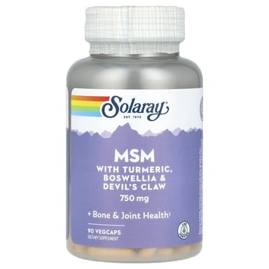 Босвеллия Solaray MSM with Turmeric & Devil's Claw, 750 мг, 90 растительных капсул