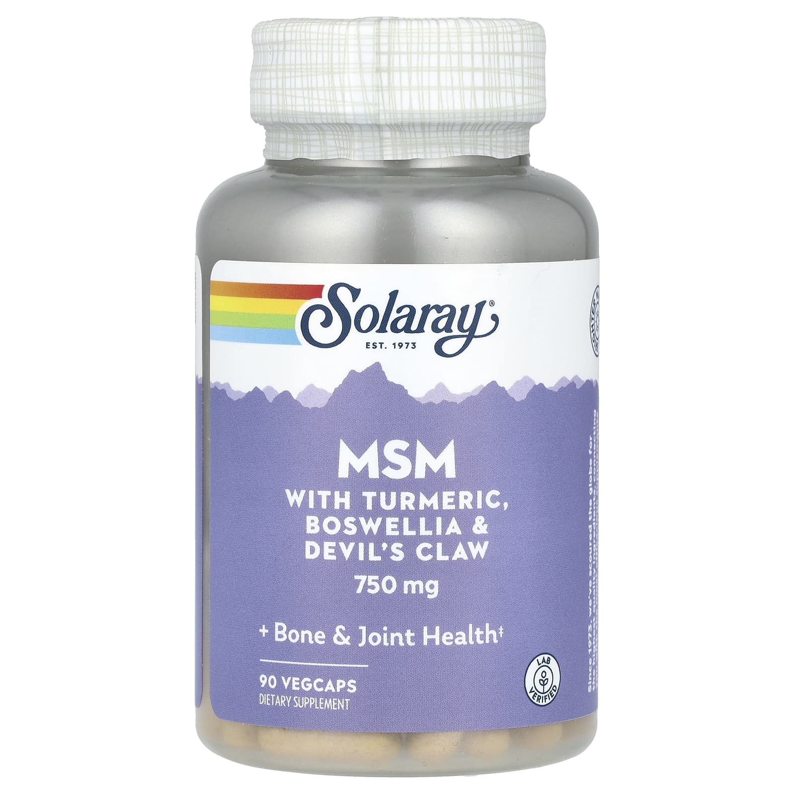 Босвеллия Solaray MSM with Turmeric & Devil's Claw, 750 мг, 90 растительных капсул