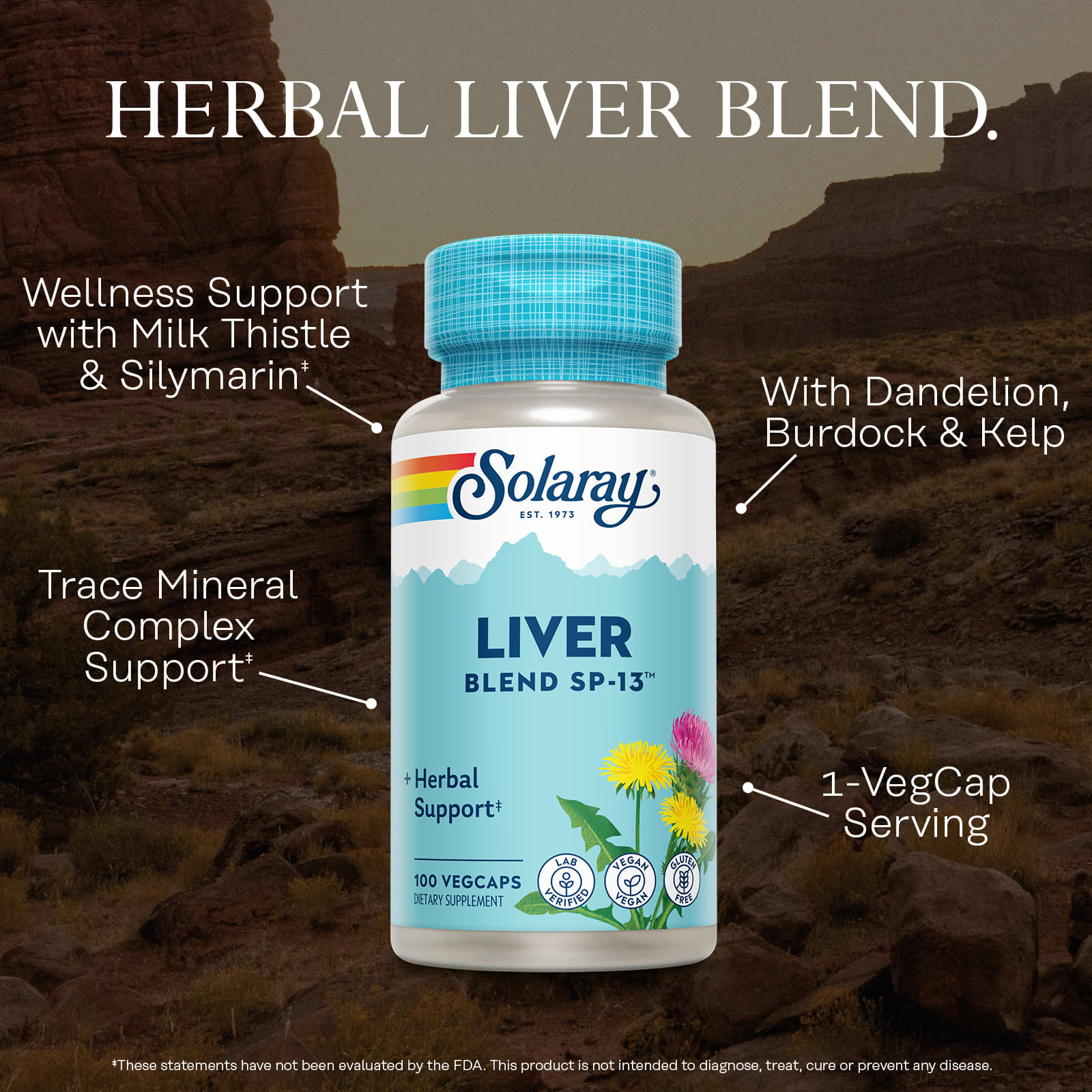 Комплекс Liver Blend Solaray SP-13™, 100 растительных капсул