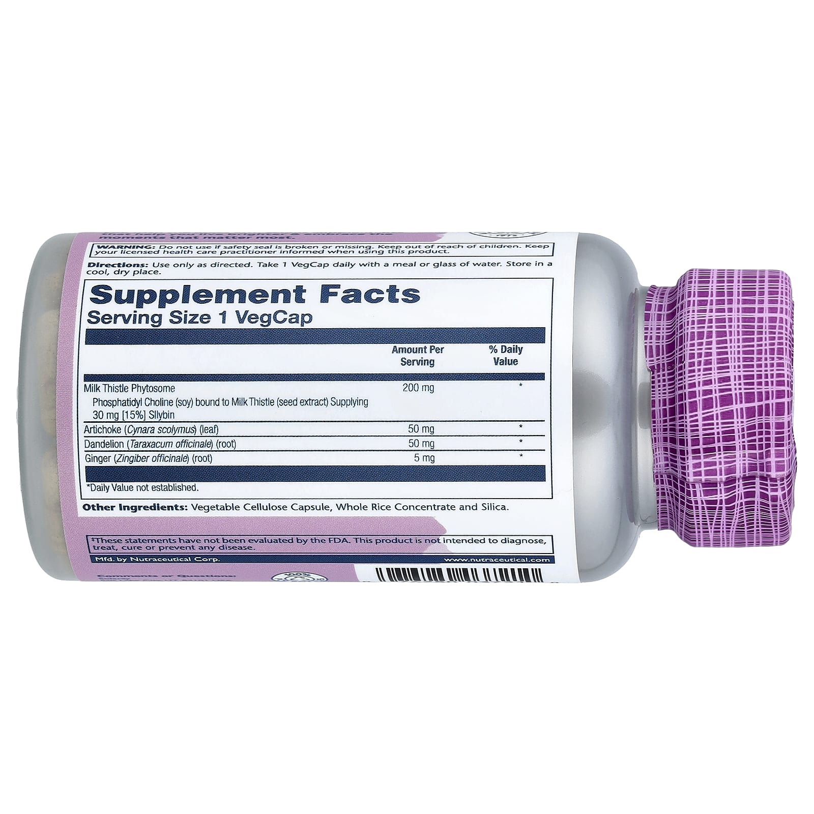 Расторопша Solaray Vital Extracts Phytosome With Artichoke & Dandelion 15% Silybin, 60 растительных капсул — фото 2