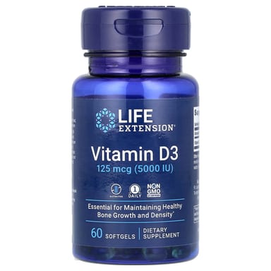 Витамин D3 Life Extension, 125 мкг (5000 МЕ), 60 мягких капсул