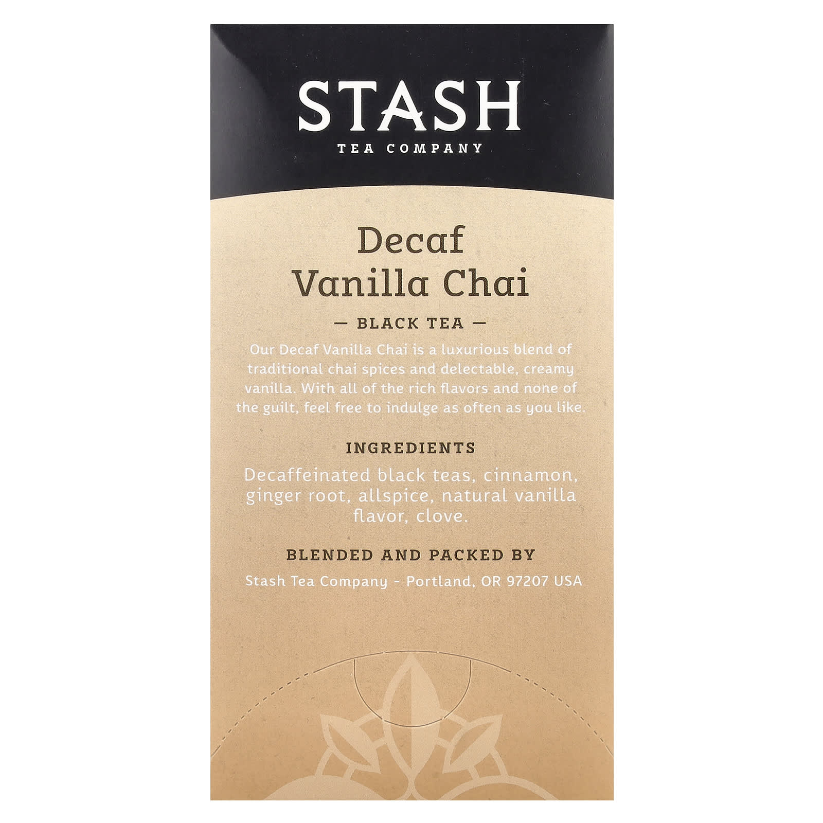 Чай Stash Tea Black Decaf Vanilla Chai, оттенок 18 Tea Bags, 36 г, чайные пакетики — фото 3